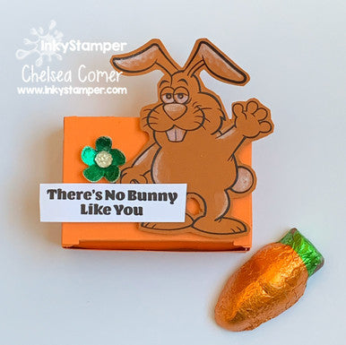 Chocolate carrot treat box project made with Bunny stamps by InkyStamper