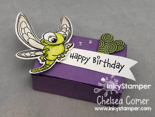 dragonfly treat using Paper Clip Box die by InkyStamper