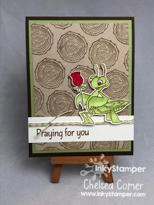 fun card using Praying Mantis stamp set by InkyStamper