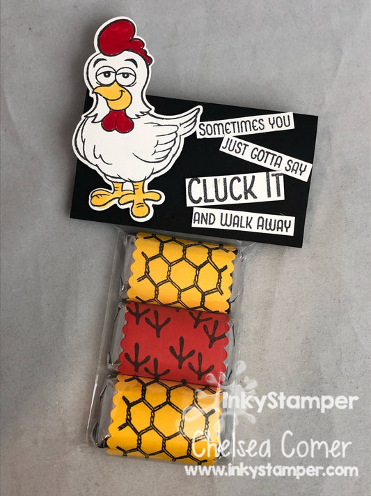 chicken treat using Scallop Candy Wrapper die by InkyStamper