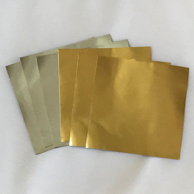 6 sheets of Luxurious Silver Metallic Paper with Gold on the back of every piece. 6" x 6"