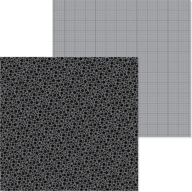 Doodlebug Design - Monochromatic Collection - Floral / Graph - 12 x 12 - Beetle Black