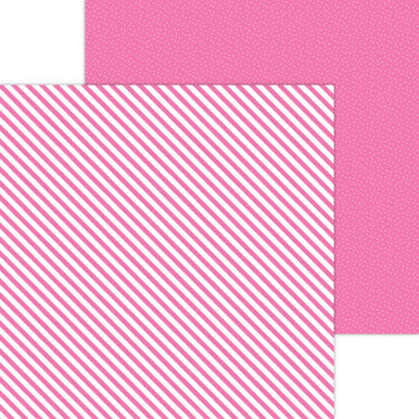 Doodlebug Design - Monochromatic Collection - Candy Stripe / Sprinkles - 12 x 12 - Bubblegum