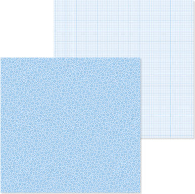 Doodlebug Design - Monochromatic Collection - Floral / Graph - 12 x 12 - Bubble Blue