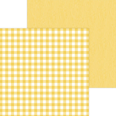 Doodlebug Design - Monochromatic Collection - buffalo check / woodgrain - 12 x 12 - Bumblebee