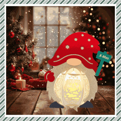 Assembled and Lit Up Gnome CrafTreat lantern