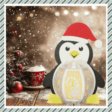 Assembled and Lit Up Penguin CrafTreat lantern
