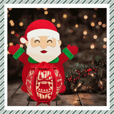Assembled and Lit Up Santa CrafTreat lantern