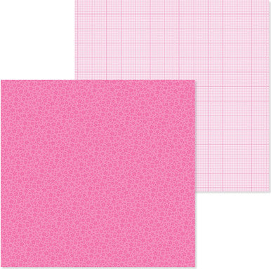 Doodlebug Design - Monochromatic Collection - Floral / Graph - 12 x 12 - Bubblegum