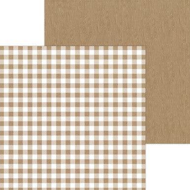 Doodlebug Design - Monochromatic Collection - buffalo check / woodgrain - 12 x 12 - Kraft