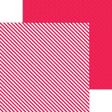Doodlebug Design - Monochromatic Collection - Candy Stripe / Sprinkles - 12 x 12 - Ladybug