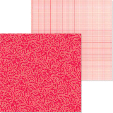 Doodlebug Design - Monochromatic Collection - Floral / Graph - 12 x 12 - Ladybug