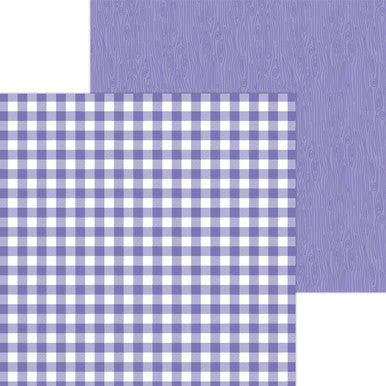 Doodlebug Design - Monochromatic Collection - buffalo check / woodgrain - 12 x 12 - Lilac