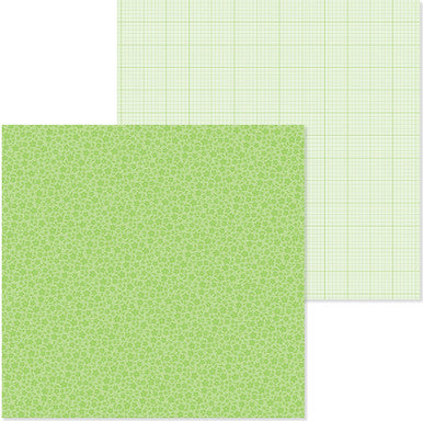 Doodlebug Design - Monochromatic Collection - Floral / Graph - 12 x 12 - Limeade