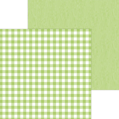 Doodlebug Design - Monochromatic Collection - buffalo check / woodgrain - 12 x 12 - Limeade