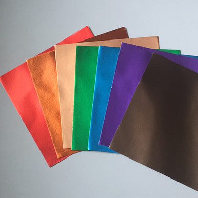7 Luxurious Colors of Metallic Paper with Gold on the back of every piece. 6" x 6"