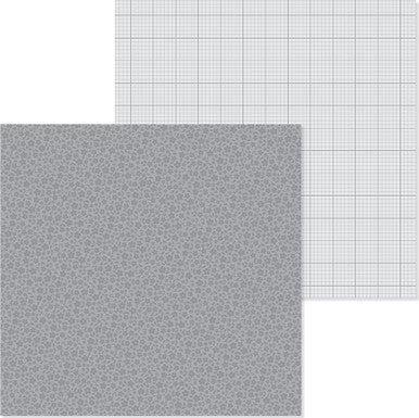 Doodlebug Design - Monochromatic Collection - Floral / Graph - 12 x 12 - Stone Gray