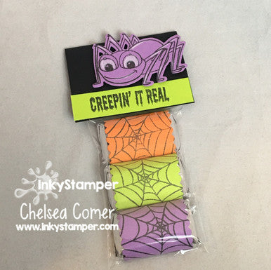 spider treat using  Scallop Candy Wrapper die by InkyStamper