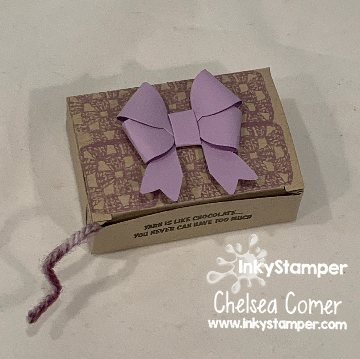 crochet box closed using Paper Clip Box die by InkyStamper