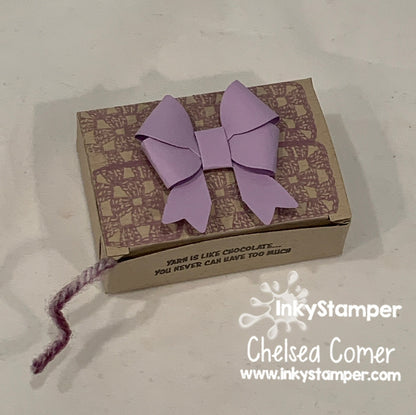 crochet box closed using Paper Clip Box die by InkyStamper