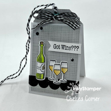 Mini card tag using Hippo stamp set by InkyStamper