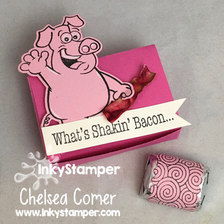 pig treat treat using  Scallop Candy Wrapper die by InkyStamper