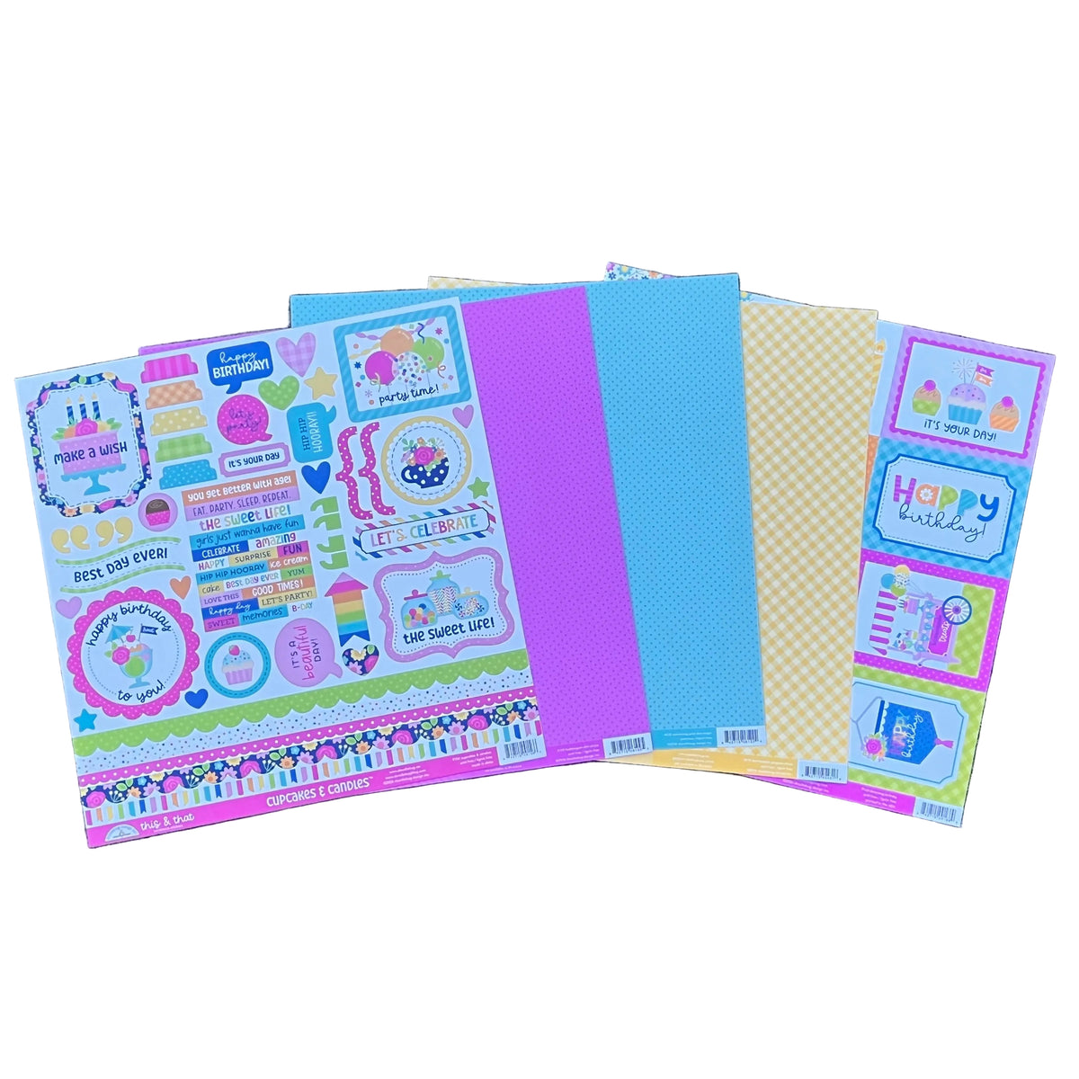 Doodlebug - Cupcakes & Candles - 12x12 Sticker Sheet / Cardstock
