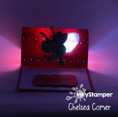 card lit up using Lightning Bug stamps by InkyStamper