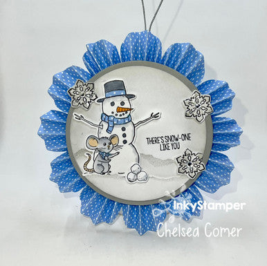 snowman ornament using Flowerette die by InkyStamper