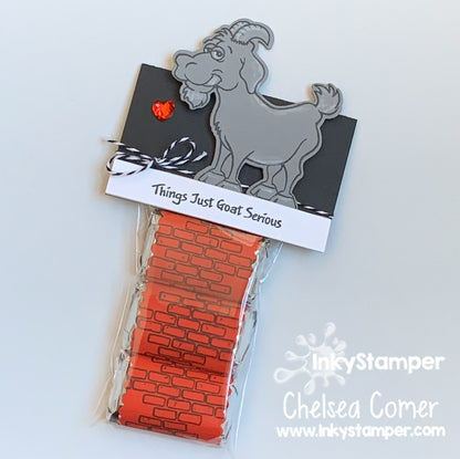 goat treat treat using  Scallop Candy Wrapper die by InkyStamper