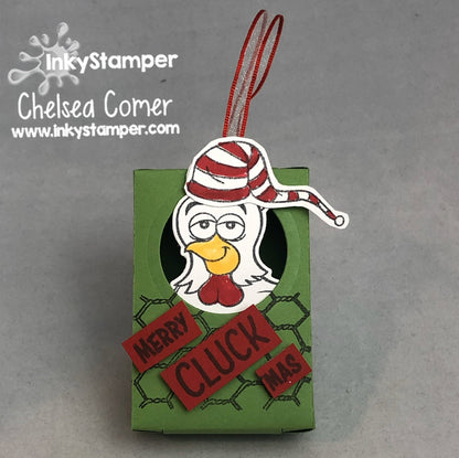 chicken ornament using Paper Clip Box die by InkyStamper