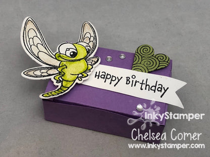dragonfly treat using Paper Clip Box die by InkyStamper