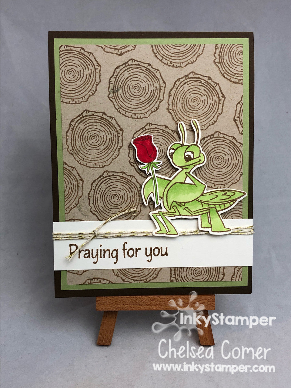 fun card using Praying Mantis stamp set by InkyStamper