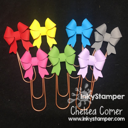 rainbow of clips using  Mini Double Bow die by InkyStamper