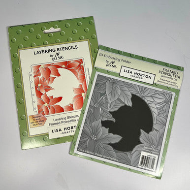 Framed Poinsettia 3D Embossing Folder, Stencil, and Die by Lisa Horton
