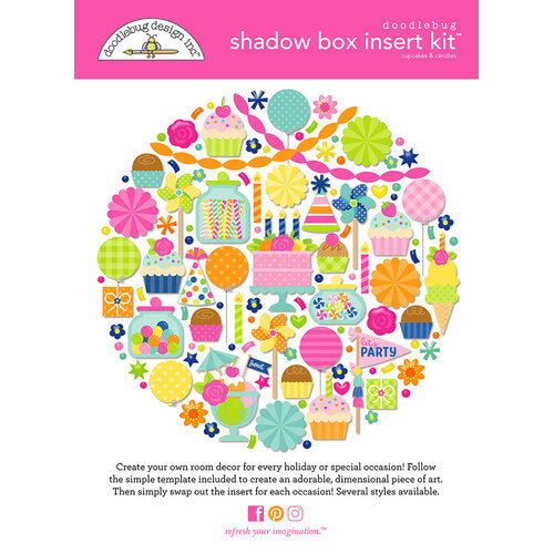 Cupcakes and candles shadowbox kit by Doodlebug