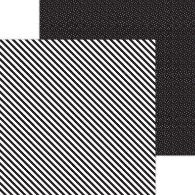 Doodlebug Design - Monochromatic Collection -  Candy Stripe / Sprinkles - 12 x 12 - Beetle Black