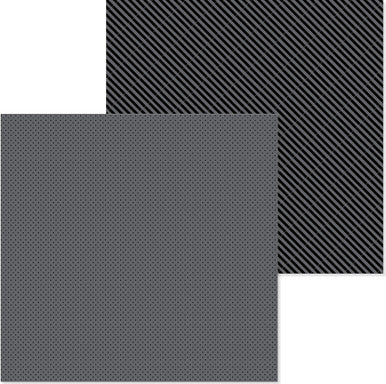 Doodlebug Design - Monochromatic Collection -  dot / stripe 12 x 12 - Beetle Black