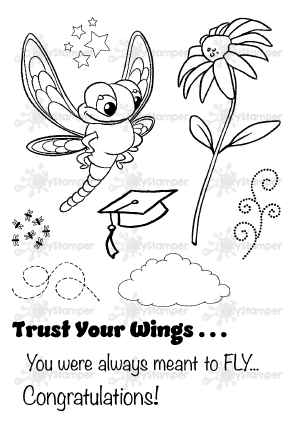 InkyStamper presents the Bug Jar Line.  This cute Dragonfly stamp set comes with accessories and sentiments