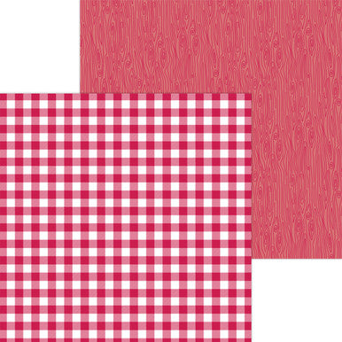 Doodlebug Design - Monochromatic Collection -  buffalo check / woodgrain - 12 x 12 - Ladybug